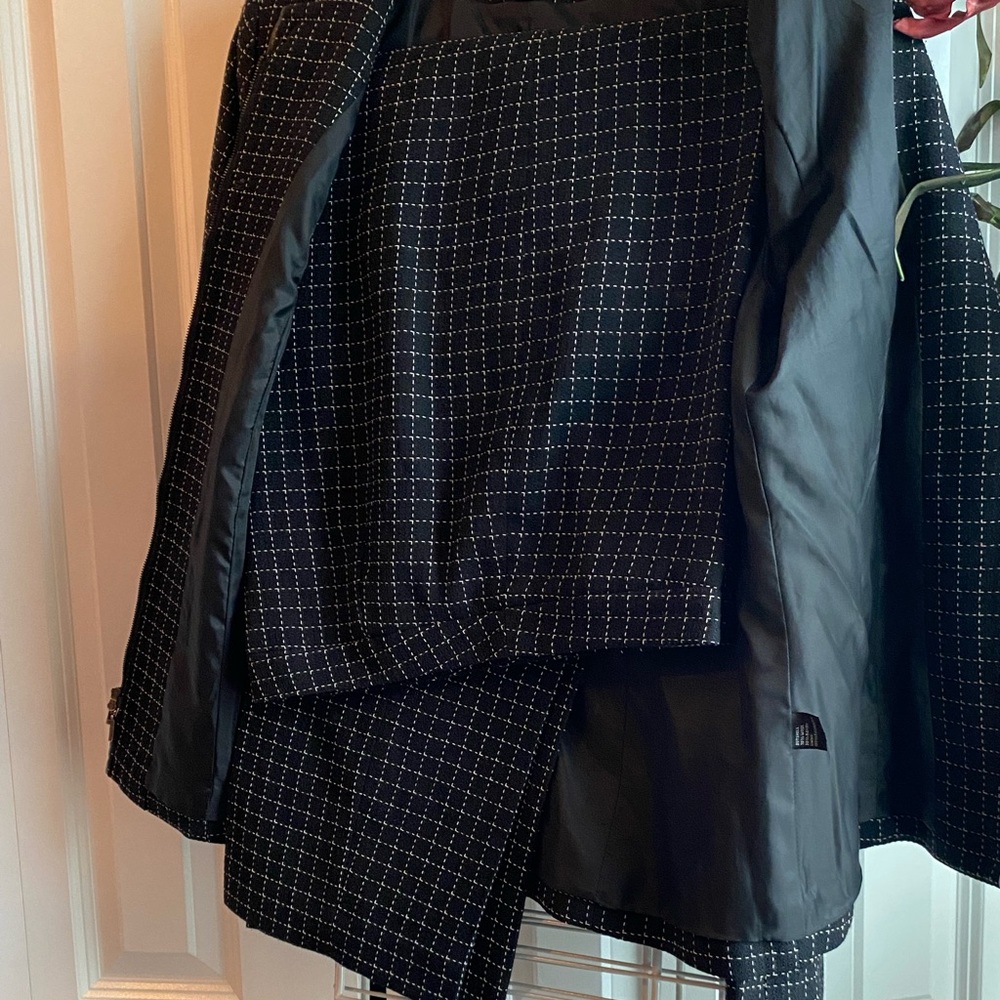 Josephine Chaus pantsuit. Jacket have leather trim along the zipper.